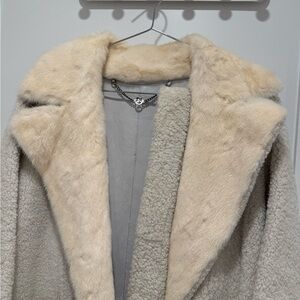 Punto leather fur Elegant Cream Mink Fur Women's Coat